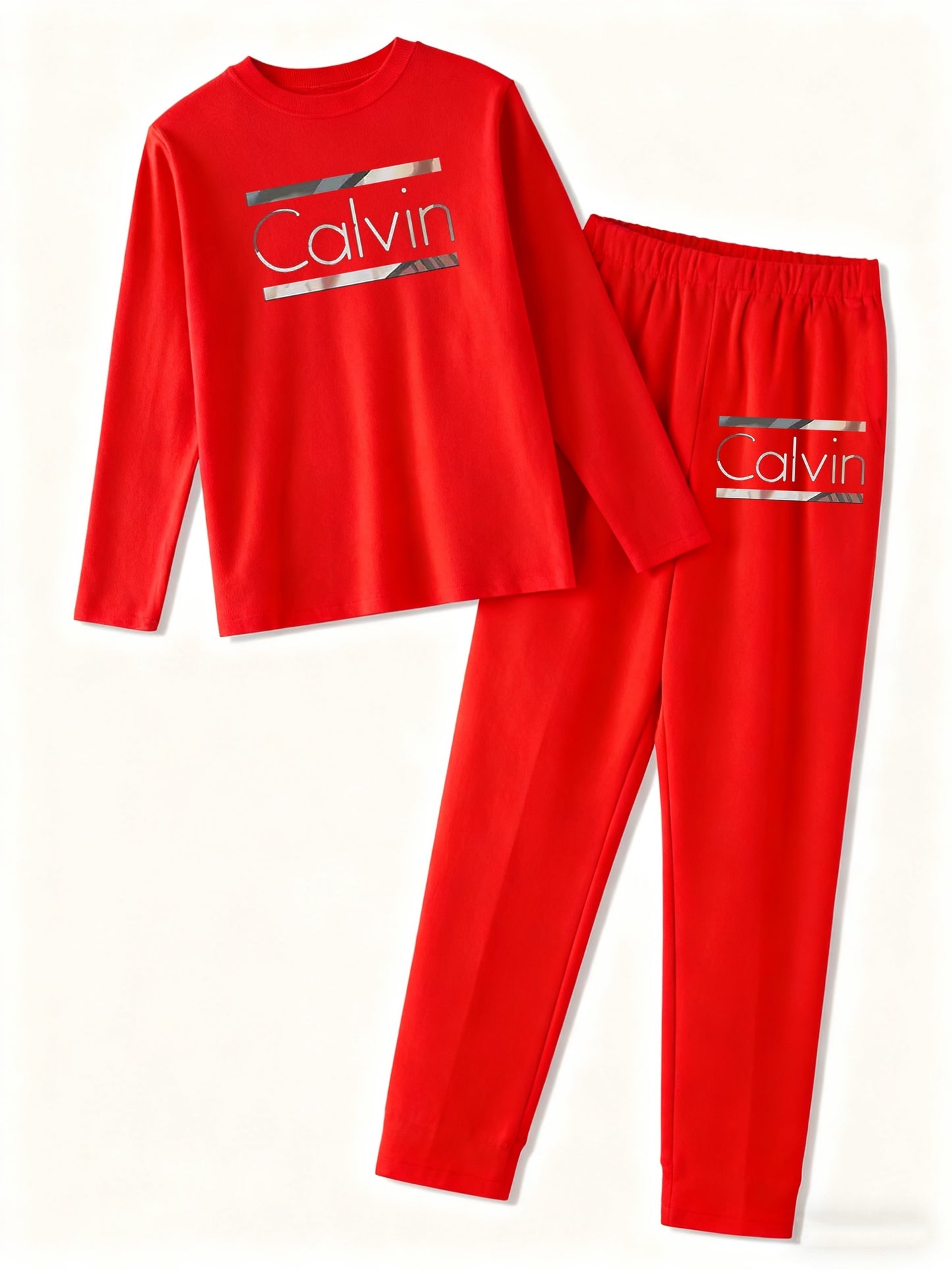 Women'S All-Season Casual Two-Piece Set - Oversized Round Neck Sweatshirt & Wide-Leg Pants with Letter Print, Soft Round-Neck Long Sleeve Outfit in /, Comfortable Casual Attire for Work, Semi-Formal Events & Everyday Outfits - Easy-Care Fabric