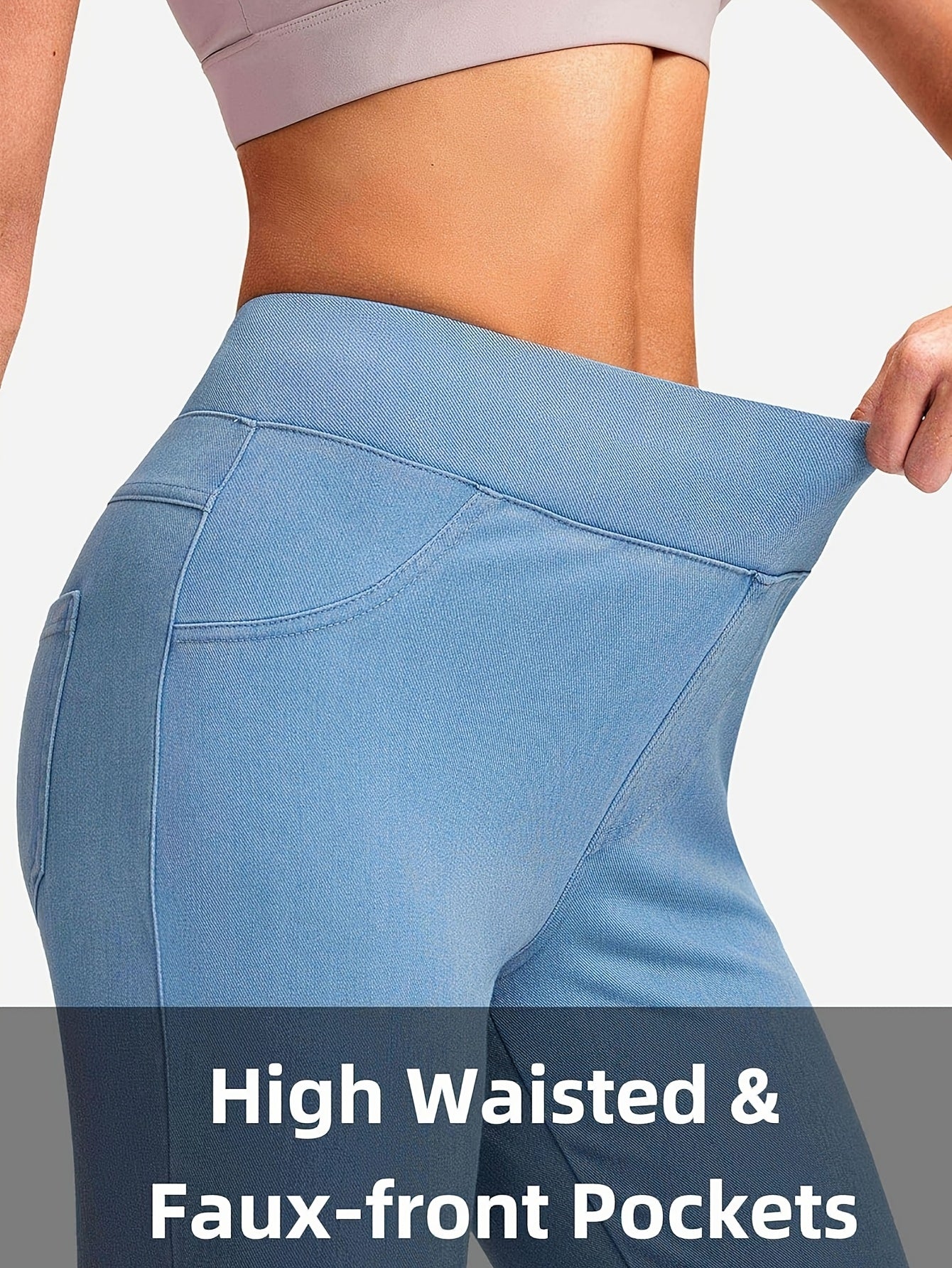 Women's Black Gray High-Waist Slim-Fit Leggings - product view 18