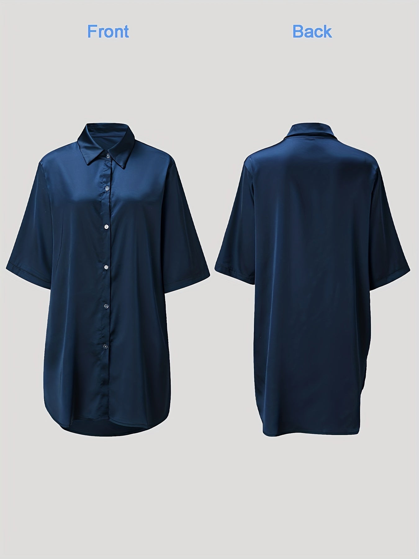 European And American Solid Color Sexy Shirt for Women Comfortable And Smooth Home Wear Long Pajamas