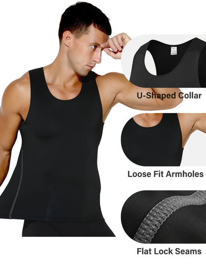 6pcs ARJEN KROOS Compression Shirt Men Tank Tops Body Shaper Vest, Athletic Mens Undershirts Shapewear Muscle Shirts for Men, Tight Body Shaper Tummy Control Mens Undershirts, Highly Elastic Mens Workout Tank Tops, Breathable Gym Tank Tops for Men