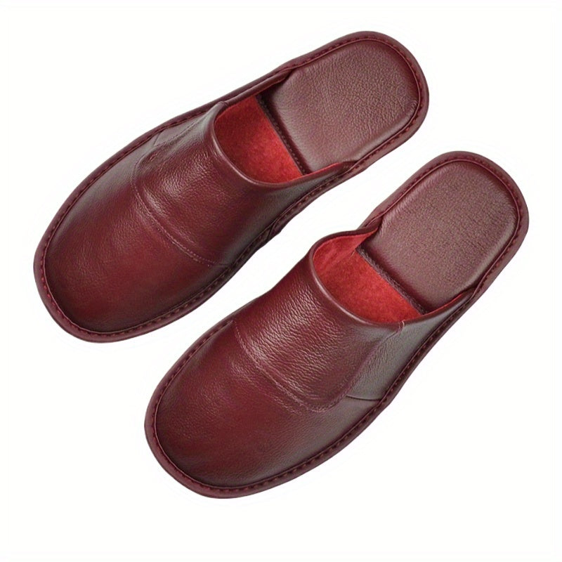 Spring Autumn Summer Leather Slippers Homes in Indoor Slipper Spring Autumn Summer Men Women Elderly Non-Slip Casual Single Slides Shoes