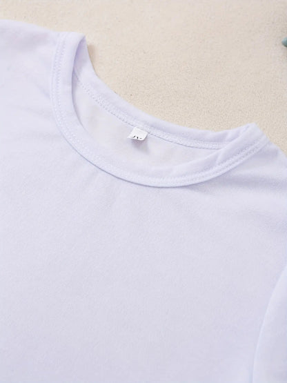[Custom Product] Boys' T-Shirt with Name Customization, Cute Dinosaur Pattern Print, Simple Trendy Round Neck Outdoor Short Sleeve Homewear Top Gift