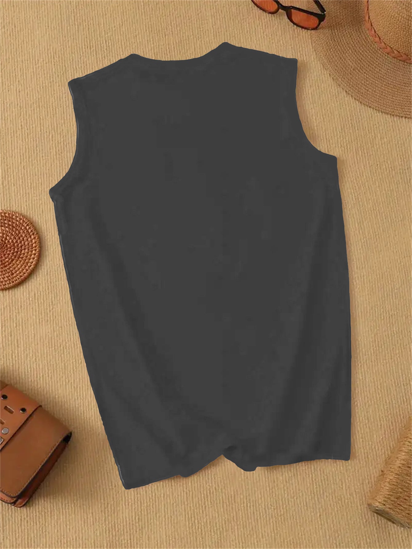 Plus Size, Plus Size Casual Vneck Sleeveless White Tshirt with American Flag 250th Anniversary Print, Perfect for Home, Outdoors, or Gifting| Ideal for Valentine's Day, and More