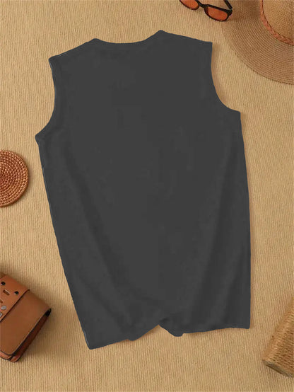 Plus Size, Plus Size Casual Vneck Sleeveless White Tshirt with American Flag 250th Anniversary Print, Perfect for Home, Outdoors, or Gifting| Ideal for Valentine's Day, and More