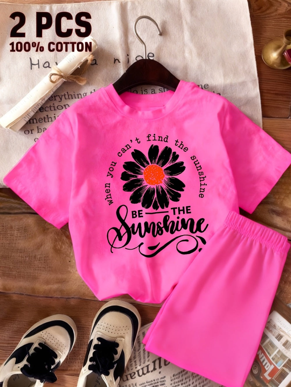 Girls' Casual Outfit Set - Short Sleeve Summer 0693