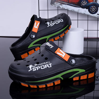 Men'S Slip-On Lazy Shoes, EVA Comfortable And Lightweight Sandals, Fashionable Perforated Mule Shoes, Indoor And Outdoor Dual-Purpose Wear