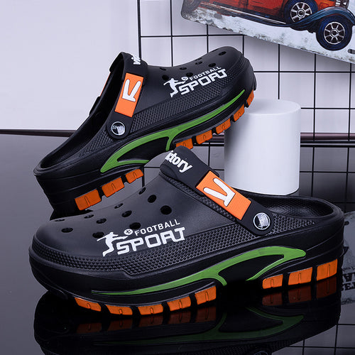 Men'S Slip-On Lazy Shoes, EVA Comfortable And Lightweight Sandals, Fashionable Perforated Mule Shoes, Indoor And Outdoor Dual-Purpose Wear