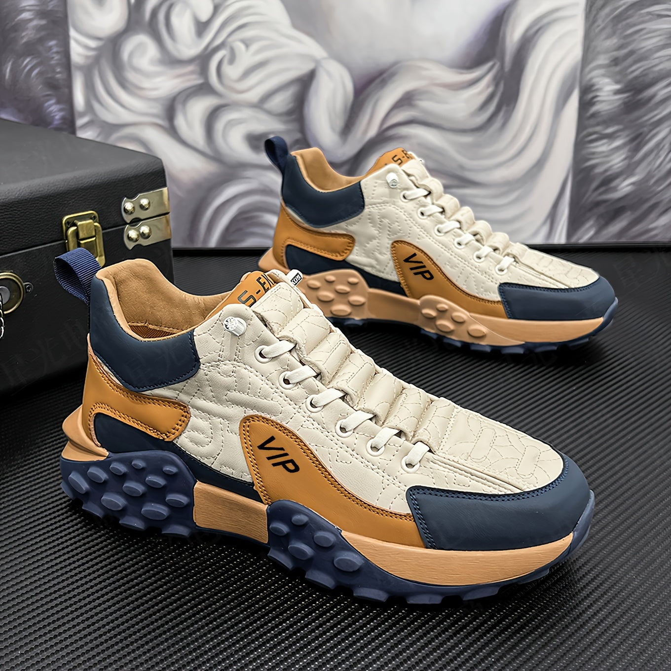 Men's Thick-Soled Slip-On/Daddy Shoes - Non-Slip Chunky Platform Sneakers Suitable for Casual Wear, Training & Year-Round Use - Low-Top Round Toe Comfortable Shoes with Enhanced Sole for Height Increase & Style ()