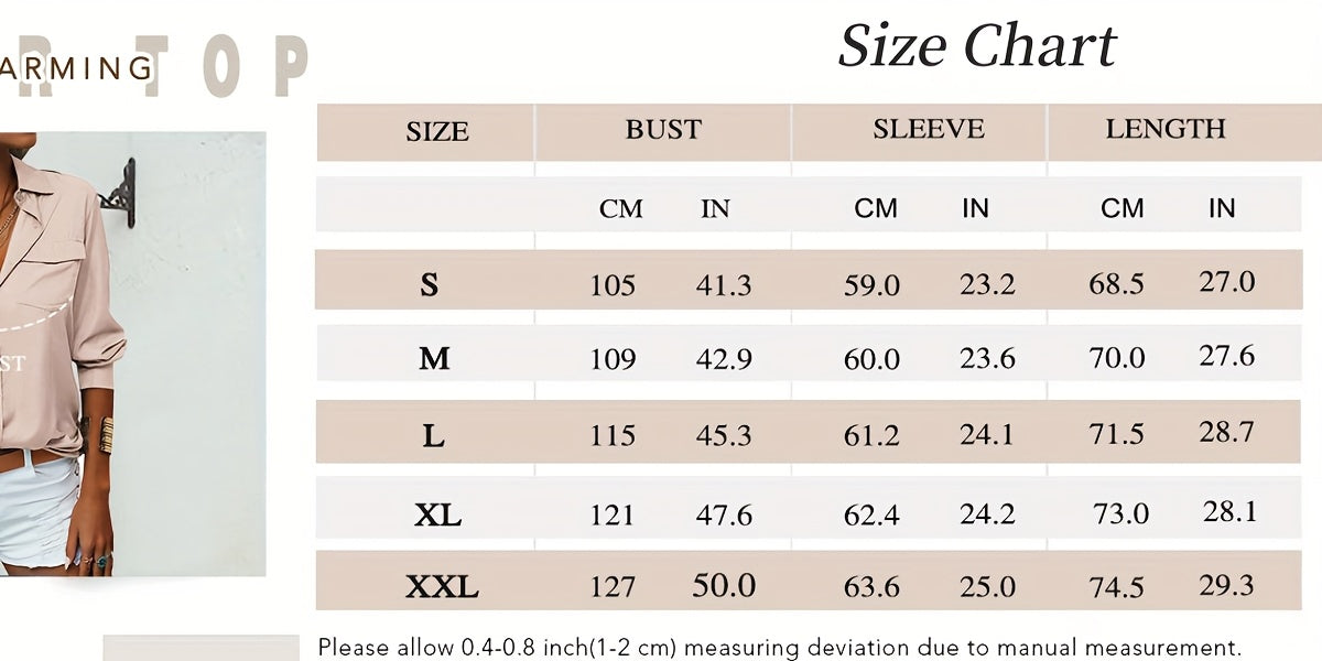 [Women's Slim Fit Lapel Collar Long Sleeve Blouse]-Office Blouses for Women Work, Button Shirt Women, Dressy Casual with Chest Pocket, V Neck Casual Work Blouse Top, Solid Color Roll-Up Cuffs, Spring/Fall Wear, 2025 Trendy