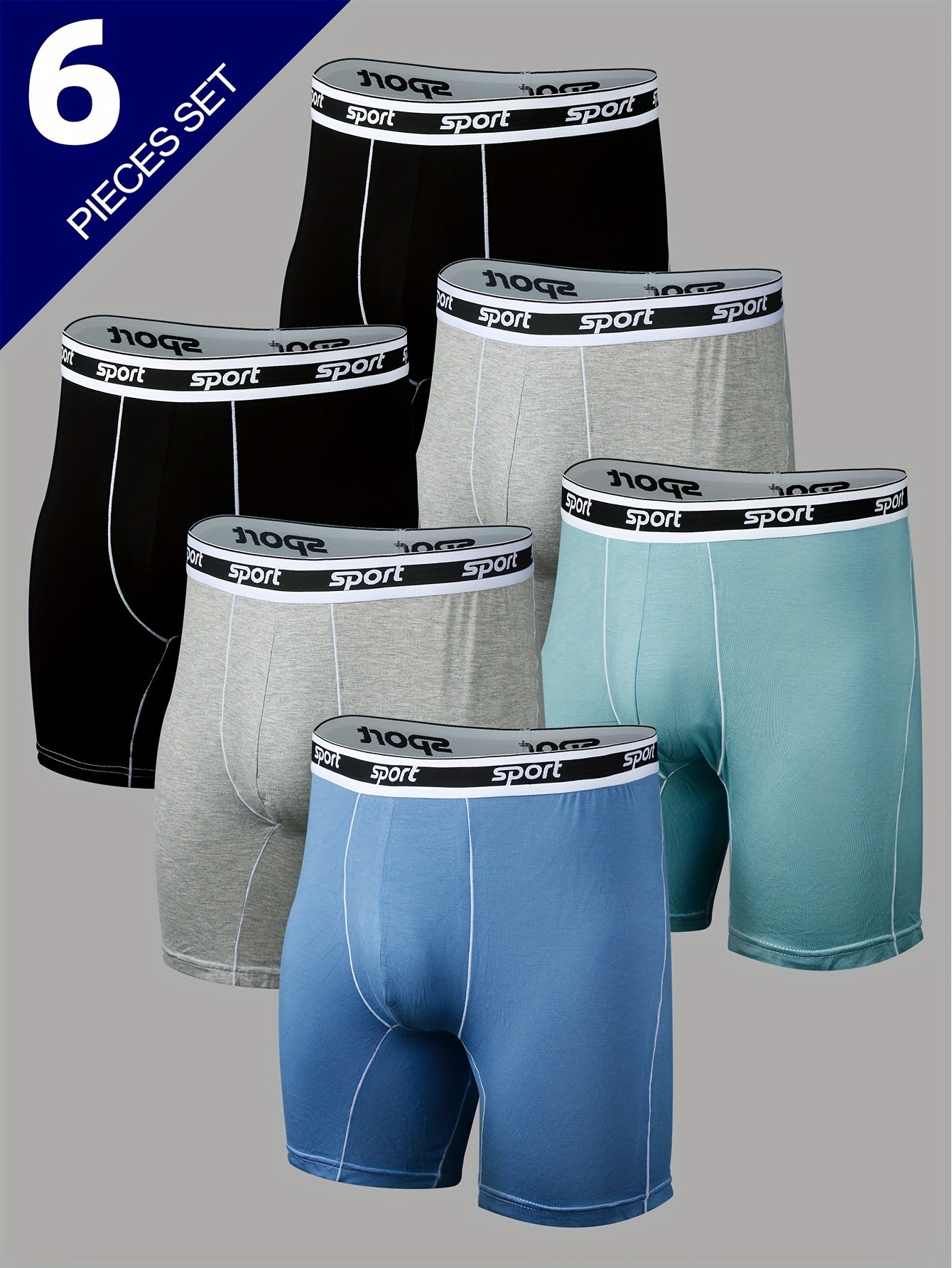 6pcs Modal Men'S Boxer Shorts Seamless U Pocket Long Leg Underwear Scratch Resistant Breathable Soft Elastic Belt Sports Travel Briefs