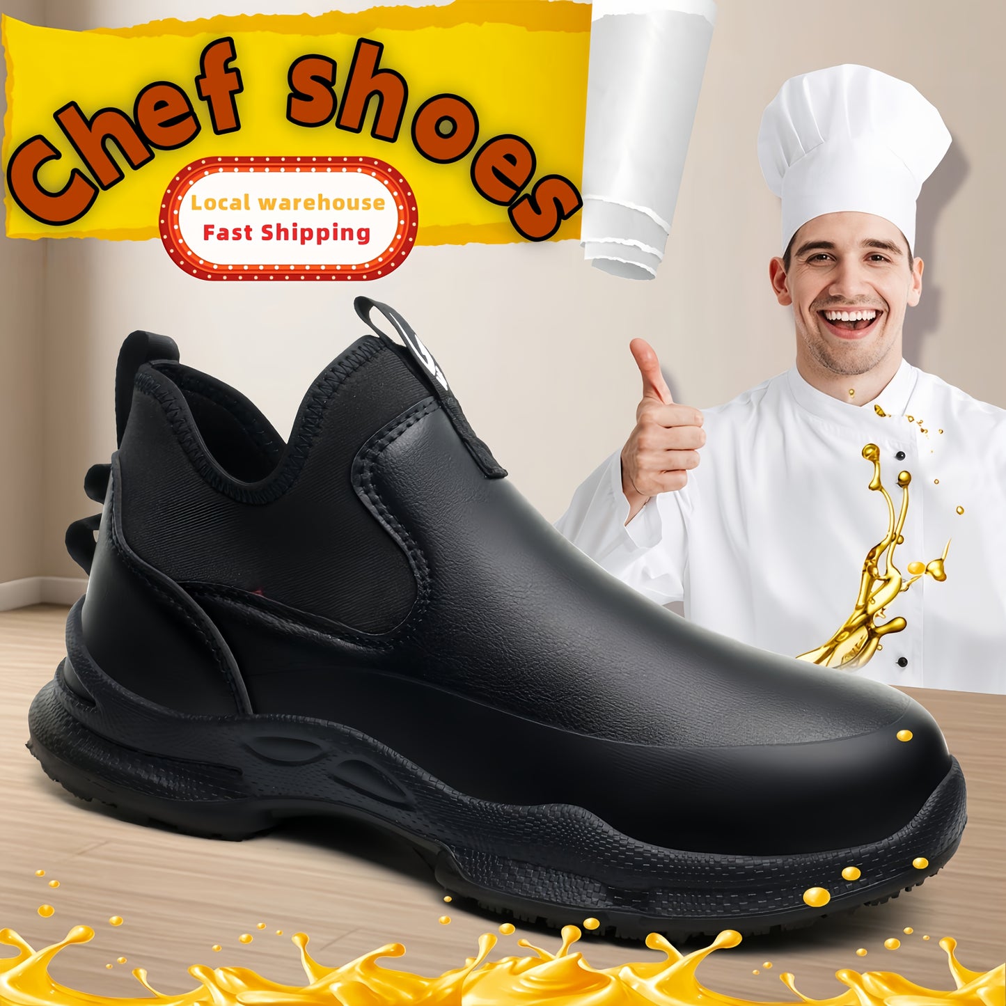 [Chef Shoes] Unisex All-Season Universal Chef Shoes, Slip-Over Design, Comfortable, Convenient And Durable, Specially Designed For Chefs, Suitable For Restaurant Food Industry Chef Shoes, Kitchen Work Shoes Men's And Women's Wear-Resistant Sneakers