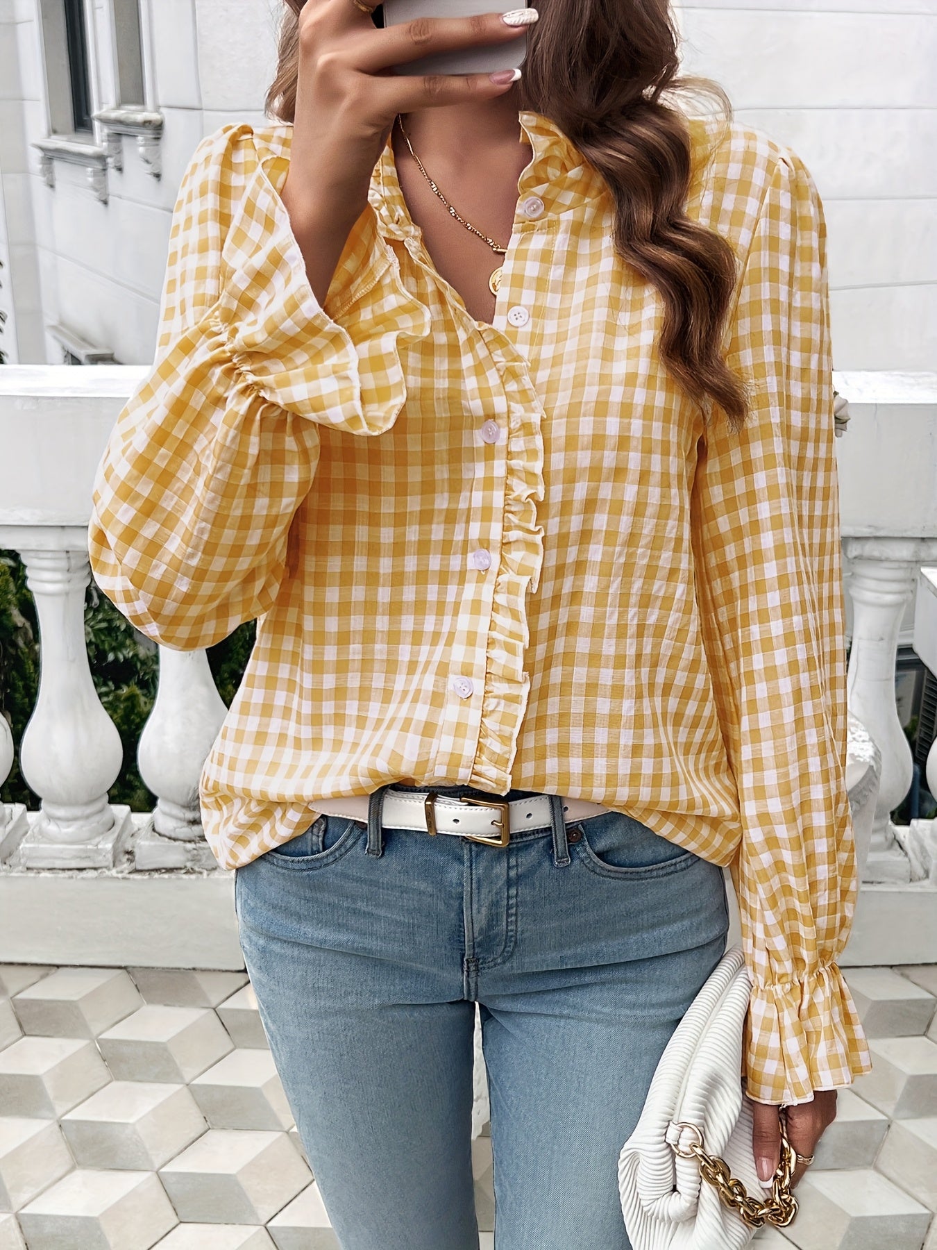 Women's Fall-Winter 2024 Professional Business Temperament Top French Contrast Button- Shirt