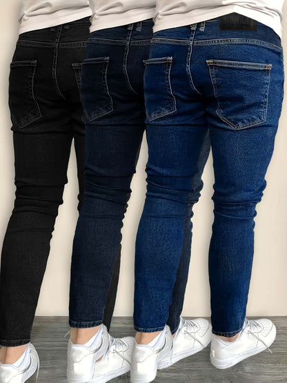 3pcs - Fashionable Men's Slim Jeans - Stretch Jeans for Men - Classic And Versatile for All Seasons