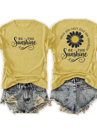 Women'S Casual Sports T-Shirt | Lightweight & Breathable European Summer Round-Neck Tee With Uplifting 'Be The Sunshine' Print - Ideal For Spring/Summer And Perfect For Various Occasions