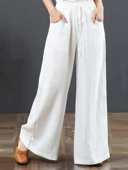 Women's Palazzo Pants Drawstring Waist Wide Leg CLoose Trousers with Pockets Comfort
