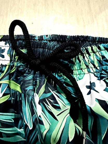 3pcs Men's Tropical Print Swim Shorts - Hawaiian Beachwear with Vibrant Floral & Shark Patterns, Quick-Dry Lightweight Fabric, Drawstring Waist for Summer Vacation & Casual Outings, Summer Casual Wear | Vibrant Beachwear | Adjustable Comfort