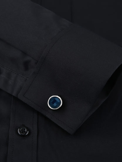 2025 New Men'S French Shirt Double-Barrel Sleeve Business Formal with Premium Cufflinks, Wedding Banquet Office Elegant Slim Fit