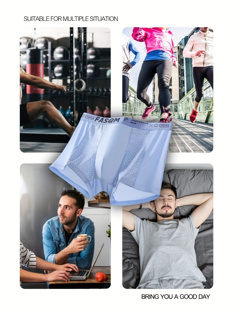 4-Pack Men's Boxer Briefs - Breathable Stretch Mesh