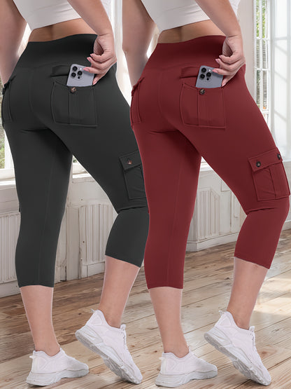 2pcs-Black & Pink High-Waist Leggings - product view 37
