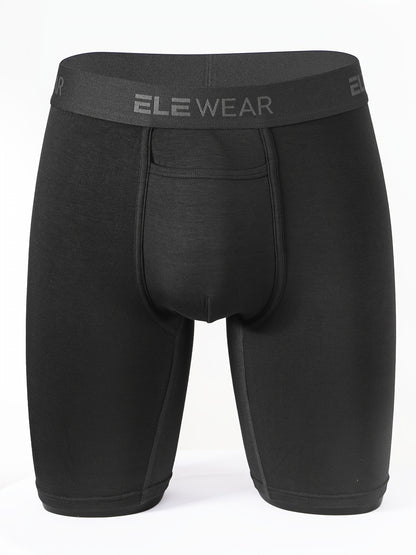 Men's Long Modal Underwear Top Opening Moisture Wicking Soft and Comfortable Extended Sports Underwear Boxer Brief