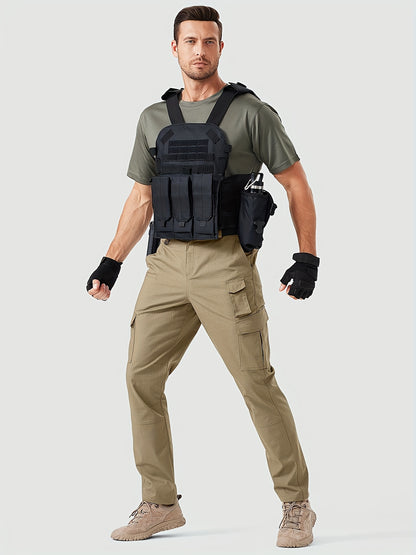 31' Men's Work Pants Cargo Pants Loose Casual Multi Pockets Outdoor Pants Color Block Straight Leg Cargo Pants with 8 Pockets