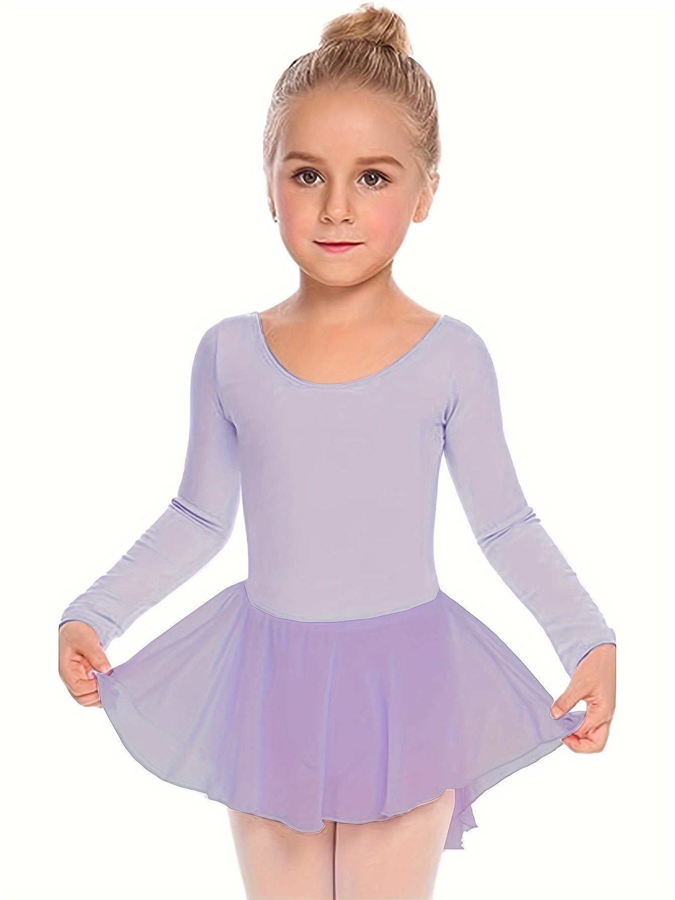 Girls' Classic Long Sleeve Ballet Leotard with Crisscross Back Detail - Stretchy Polyester Dance Dress for Parties, Birthdays & Sports Events, Perfect for Outdoor, All Seasons, Gift for Back-To-School Season, Beach Essentials