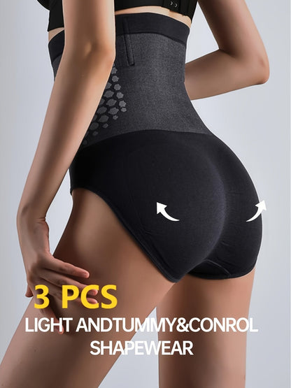 3-Pack Women's High-Waist Shapewear Briefs - Firm Tummy-Control Smoothing