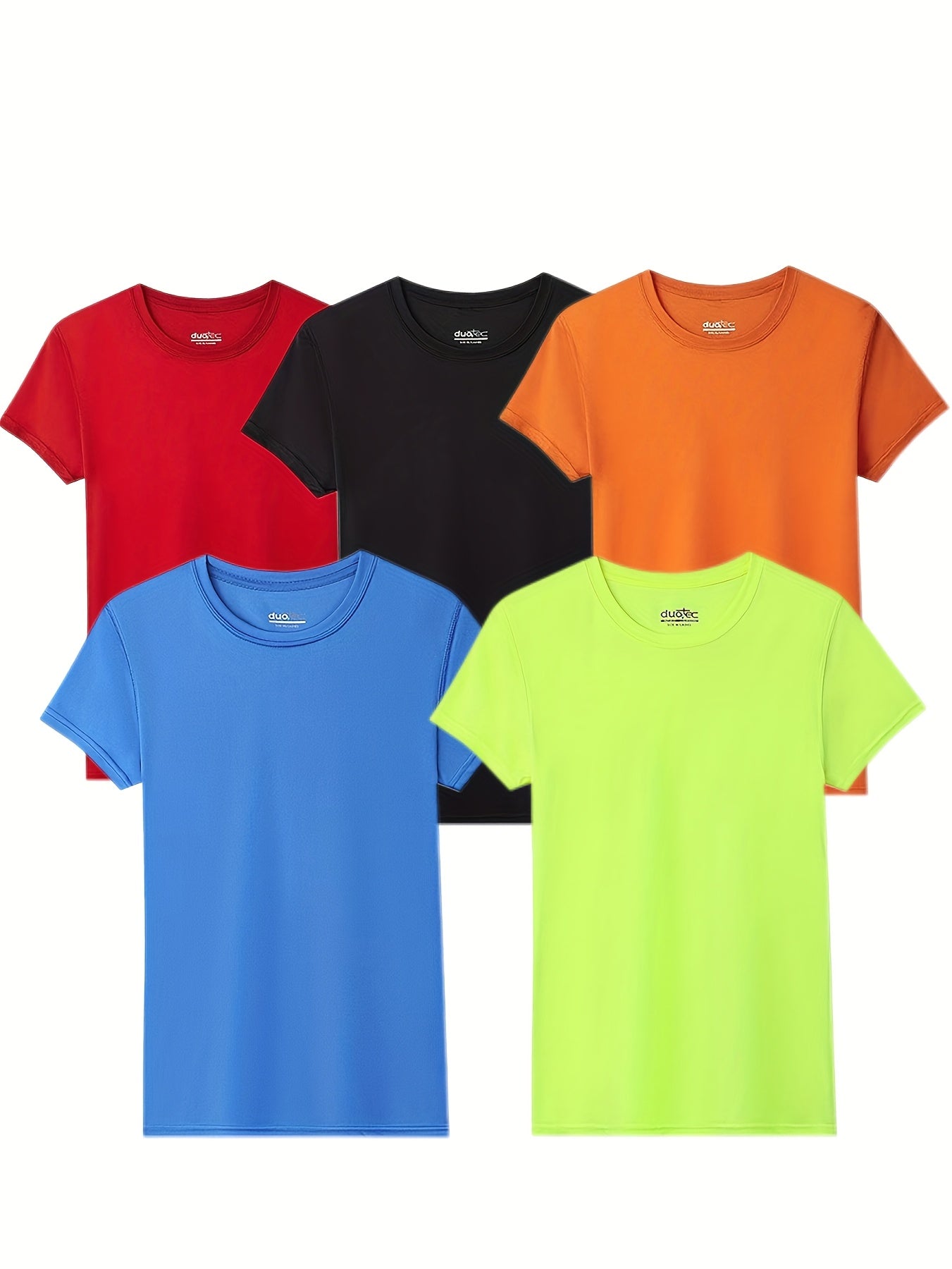 5pcs Women's Quick Dry Crew Neck Short Sleeve T-Shirt, Moisture Wicking, 50+, Size S-2XL, Activewear Essentials, Travel Apparel, Versatile Tee, Minimalist Style, Breathable Fabric, Moisture Wicking Fabric, Women's Tshirt, Multipack Shirts, Fitness