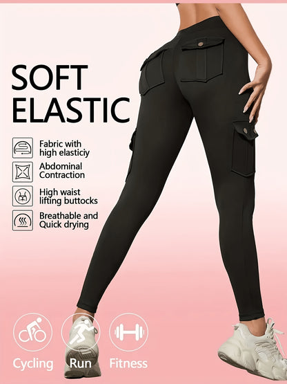 One-piece - Four-season Style Women'S Fashionable Work Pants With Pockets, Flares The Hips And Slims The Figure. Suitable For, Outdoor Leisure. Multi-pocket Ankle-length Pants, Casual Women'S Wear, Summer Women'S Wear. Available In Five Colors