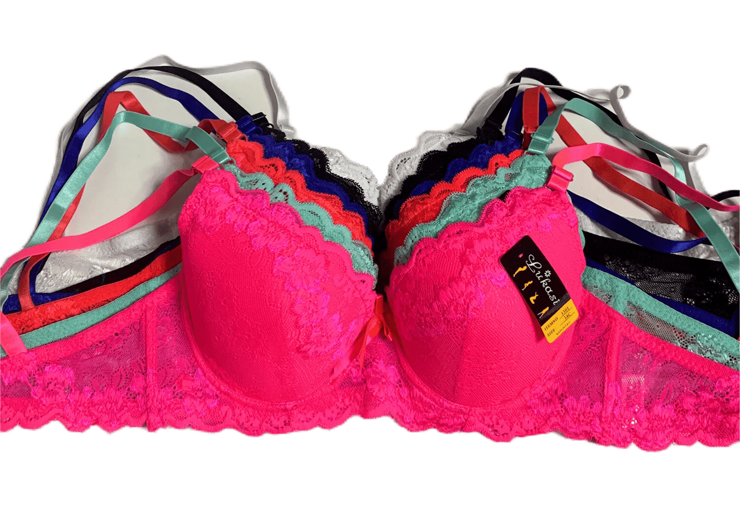 6 Pack Women's Random Assortment Print Lace Floral Bras with Underwire Everyday Push Up Bras for Women Sizes 30A Thru 42D