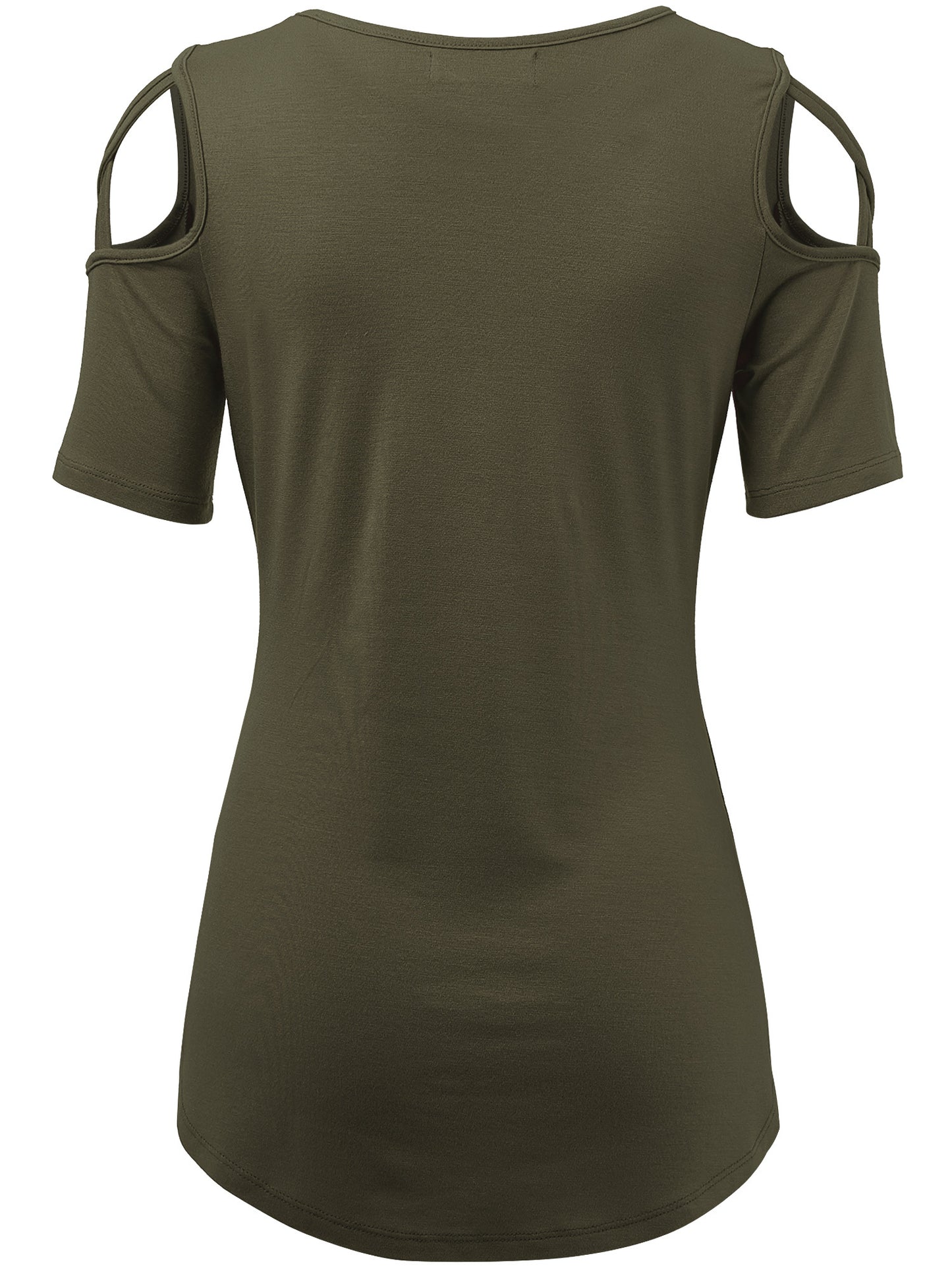 Women's Casual Open Strap Shoulder Short Sleeve Top