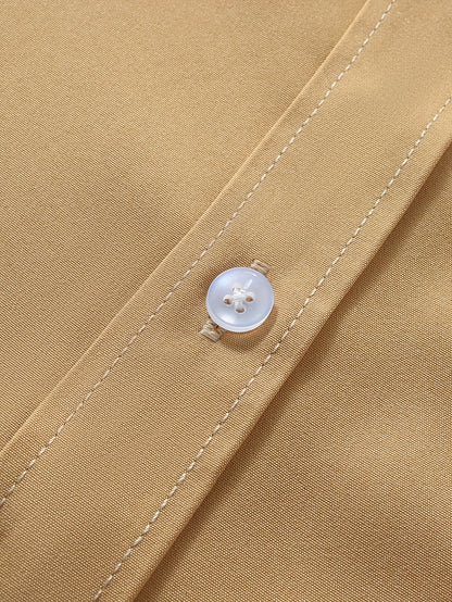 Men'S Henley Collar Long Sleeve Shirt | Casual, All-season, Solid Color, Regular Fit, Button Details, Woven Fabric