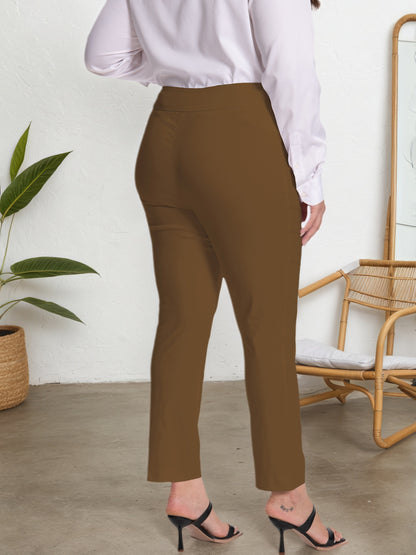 Plus Size - Plus Size - Women Pull on Pant with Silver During Super Stretch Soft Millennium Fabric to Work Ankle Pant