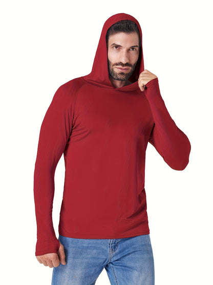 TELALEO 5pcs Men's Athletic Hoodies Long Sleeve Quick Dry Running Shirts with Thumb Holes Lightweight Rash Guards for Fishing
