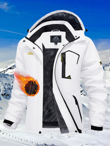 [Winter Jacket for Women]Women'S Ski Snowboard Jacket Thermal Fleece Insulated Snow Jacket Casual Work Jacket Coat Windbreaker Parka 4 Pockets Camping Snow Jacket Warm Winter Hiking Fleece Lined Jacket