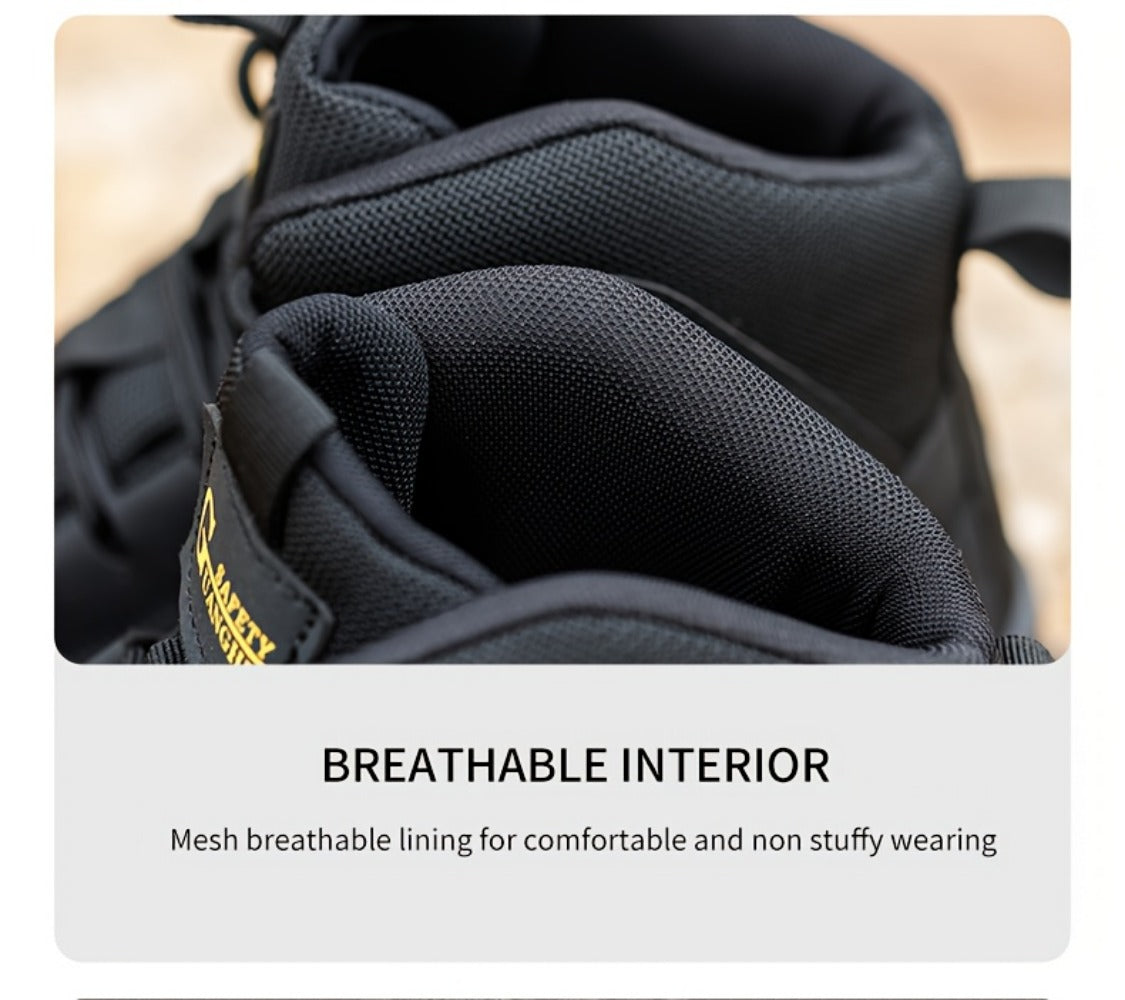 Men's Steel-Toe Work-Style Boots - Rubber Traction Sole and Cushioned Insole