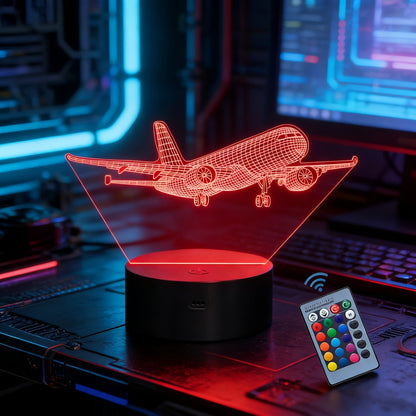 16-Color Airplane 3D Night Light - Touch-Control Illusion Display