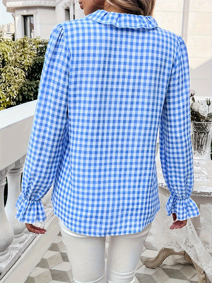 Women's Fall-Winter 2024 Professional Business Temperament Top French Contrast Button- Shirt