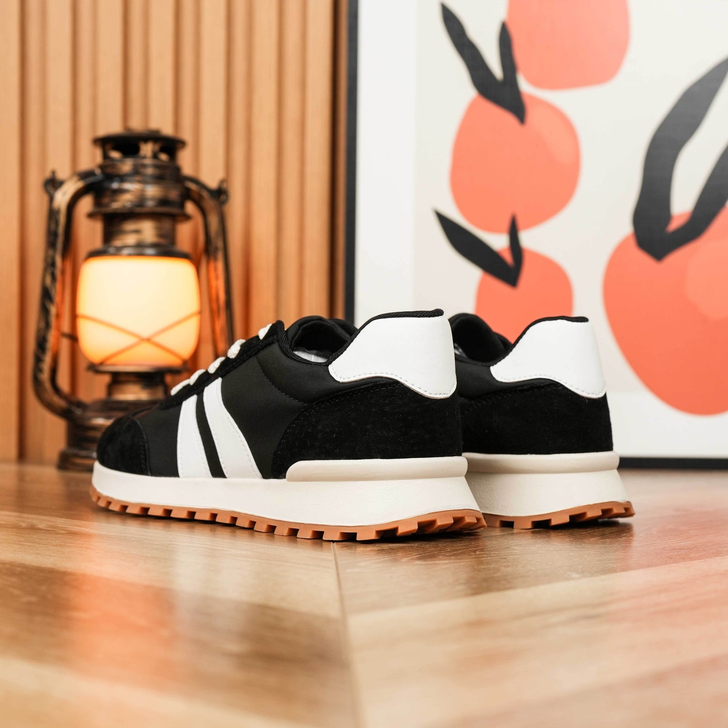 Women's Genuine Leather Chunky Lug Sole Lace Up Running Shoes Casual Designed Fashion Sporty Sneakers AA1127n