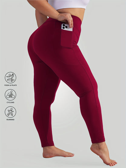 3-Pack Women's High-Waisted Yoga Pants with Pockets - Tummy Control Cycling Workout Leggings, Soft Stretchy Fabric, All-Season Comfort, Solid Color, Cropped Length