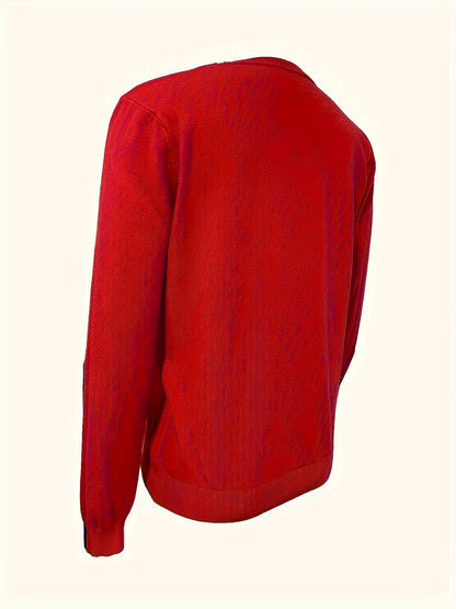 New Women's Solid Color V-Neck Knitted Base Sweater Pullover, Comfortable And Slimming Sweater For Autumn And Winter, Thin And Stylish Inner Layer, Suitable For Daily Wear