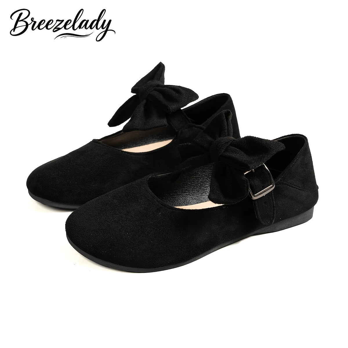 Old Beijing Cloth Shoes Mother'S Shoes New Genuine Metal Buckle Bow Single Shoes Black Work Shoes Soft Sole Comfortable Work Shopping Shoes, Women Shoes