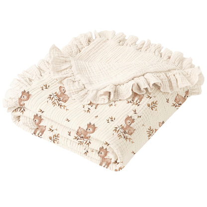 Flounce Muslin Baby Blankets, Cotton Blanket for Infants & Toddlers, Ultra-Soft Lightweight Blanket 40"x36"