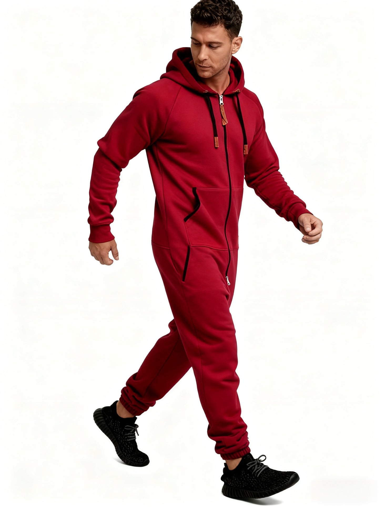 Autumn And Winter New Men's Hooded Jumpsuit, Pure Color Matching Fashionable Casual Jumpsuit, Coveralls, Essential for Home And Out, Is A Good Gift for People, Enjoy Discounts