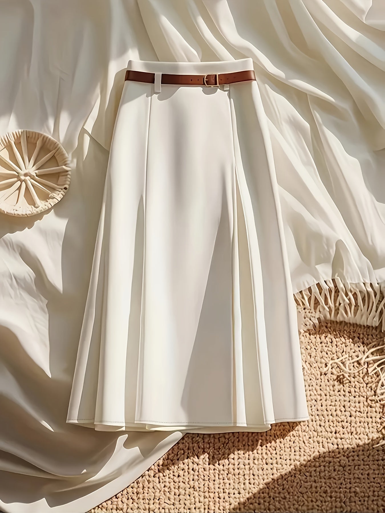 Women's Ivory White Polyester Slim-Fit Skirt - product view 10
