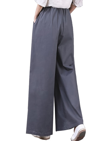 Women's Palazzo Pants Drawstring Waist Wide Leg CLoose Trousers with Pockets Comfort