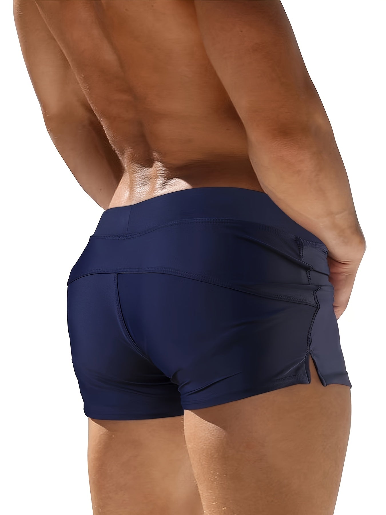 Men'S Fast-Drying Swim Shorts Featuring a Zippered, Available in Solid Colors, Perfect for The Beach And Pool, Equipped with a Waistband