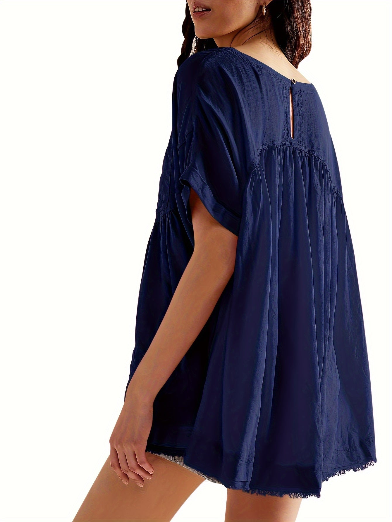 Women's Beige Oversized Short-Sleeve Shirt - product view 18