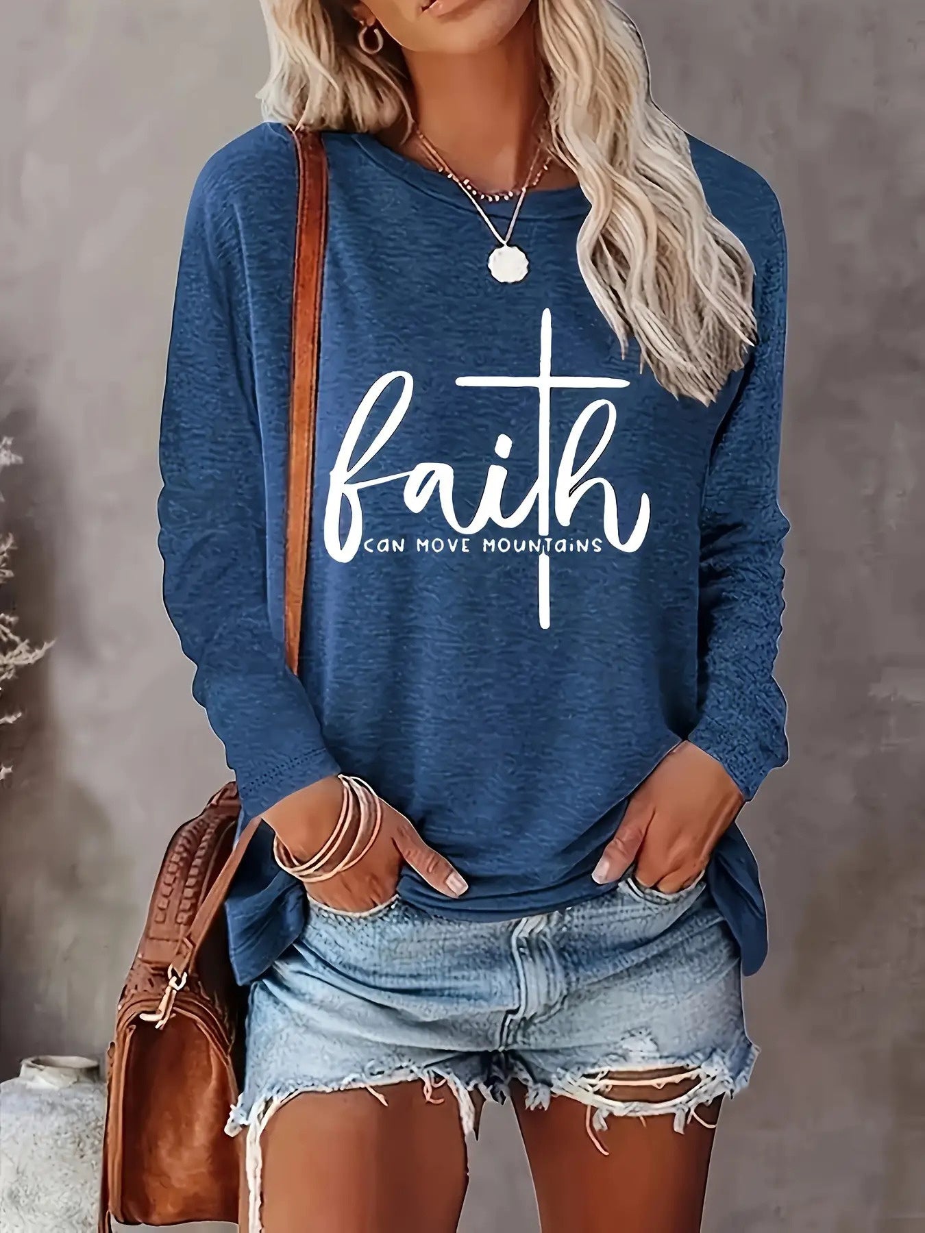 2023 European And American Women'S Fashion Casual Long Sleeve T-Shirt with Round Neck And Pockets
