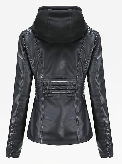 Women'S Jacket Motorcycle Jacket for Riders with Removable Hood